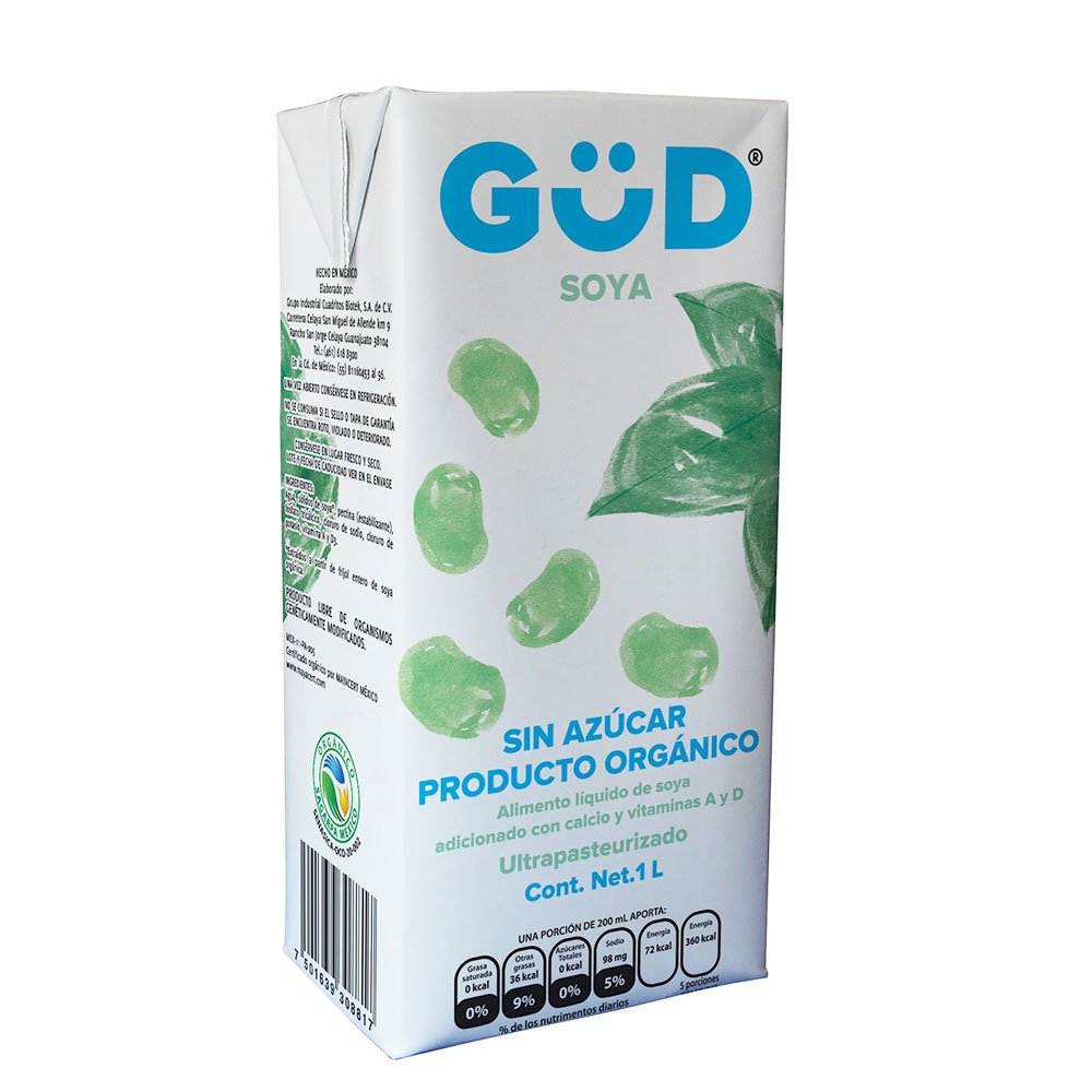 Leche de soya orgánica Güd sin azúcar 1 lt