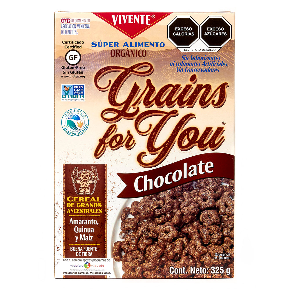Cereal de Granos ancestrales orgánico Grains For You chocolate 325 g
