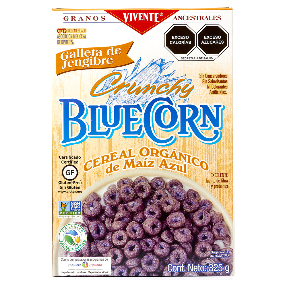 Cereal de Maíz Azul Orgánico Vivente galleta de jengibre