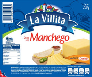 Queso manchego rebanado La Villita 200 g