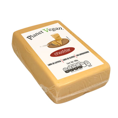 Queso vegano tipo cheddar en barra Planet Vegan 400 g