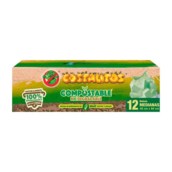 Bolsa para basura Costalitos compostable biodegradable mediana 12 pzas