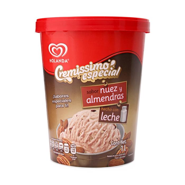 Helado Holanda Cremissimo especial sabor nuez y almendras 1 l