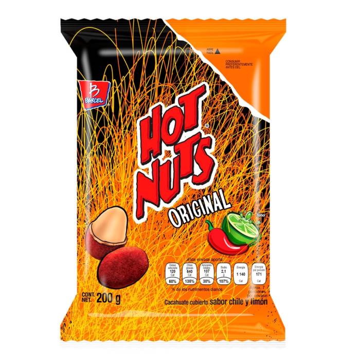 Cacahuates Barcel Hot Nuts original cubierto sabor chile y limón 200 g