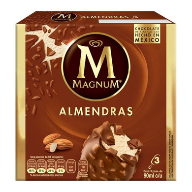 Paleta helada Holanda Magnum almendras 3 pzas de 90 ml c/u