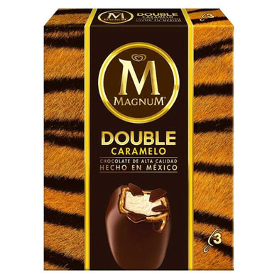 Paleta helada Holanda Magnum double caramelo 1 paquete con 3 pzas