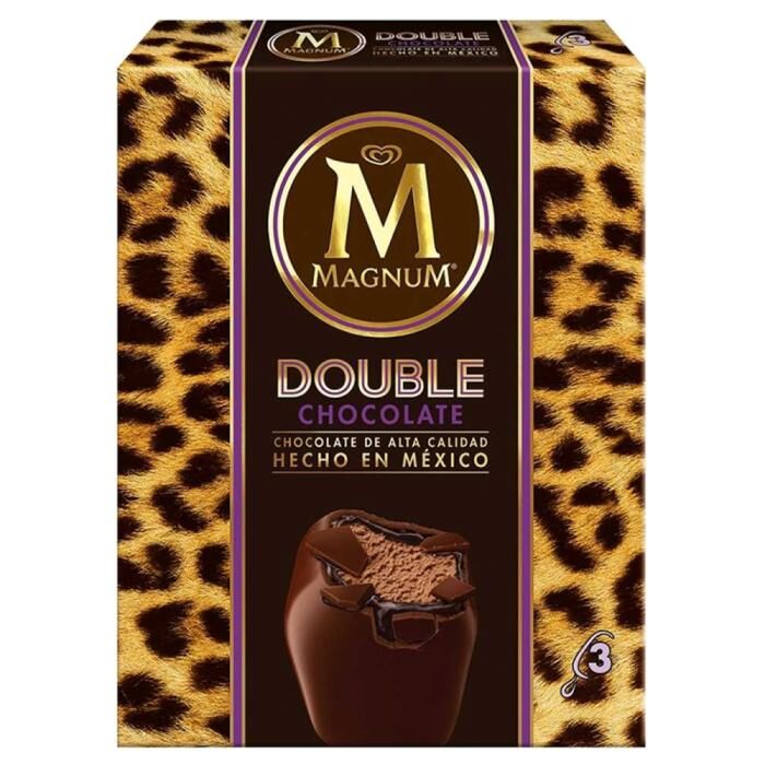 Paleta helada Holanda Magnum double chocolate 1 paquete con 3 pzas