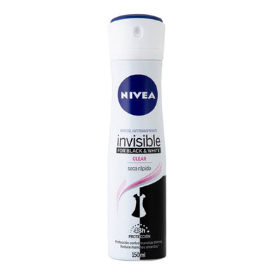 Antitranspirante Nivea black and white clear en aerosol para dama 150 ml