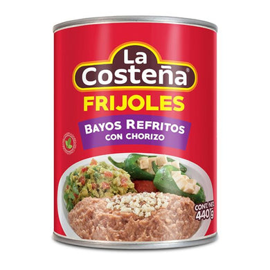 Frijoles bayos La Costeña refritos con chorizo 440 g