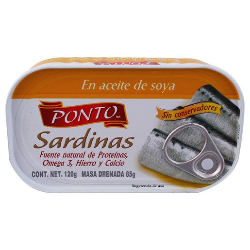 Sardina Ponto en aceite de soya lata 120g