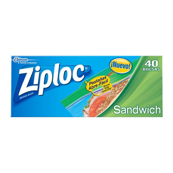 Bolsas herméticas Ziploc sándwich doble cierre 40 pzas
